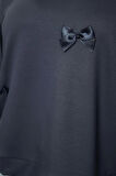 Kadın Büyük Beden Oversize Bisiklet Yaka Standart Kol Gri Kurdele Detaylı Modal Örme Sweatshirt