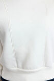 Kadın Bisiklet Yaka Düşük Kol Kalın İçi Polarlı Dikiş Detaylı Normal Kalıp Örme Sweatshirt