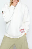 Kadın Regular Dik Yaka Standart Kol Regular Kalın İçi Polarlı Nakış ve Düğme Detaylı Örme Sweatshirt