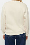 Kadın Regular Bisiklet Yaka Düşük Kol Regular Kalın İçi Polarlı Normal Kalıp Basic Örme Sweatshirt