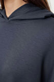 Kadın Kapüşonlu Düşük Kol Dikiş Detaylı Normal Kesim Yumuşak Tuşeli Örme Sweatshirt
