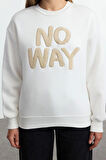 Kadın Moda Regular Bisiklet Yaka Düşük Kol Regular Slogan Nakışlı Normal Kalıp Kalın Örme Sweatshirt