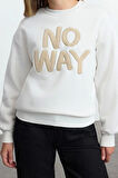 Kadın Moda Regular Bisiklet Yaka Düşük Kol Regular Slogan Nakışlı Normal Kalıp Kalın Örme Sweatshirt