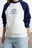 Kadın Moda Relaxed Bisiklet Yaka Reglan Kol Uzun Relaxed Kalıp Reglan Kollu Kalın Örme Sweatshirt