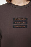 Kadın Bisiklet Yaka Düşük Kol Kalın İçi Polarlı Slogan Nakışlı Rahat Kalıp Örme Sweatshirt