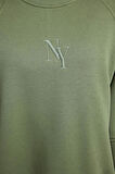 Kadın Moda Şık Regular Bisiklet Yaka Düşük Kol Crop Fit Nakışlı Kalın İçi Polarlı Örme Sweatshirt