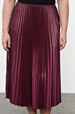 Kadın Moda Stil Midi Astarsız Dokuma Büyük Beden Esnek Lastik Belli Leopar Desenli Piliseli Etek