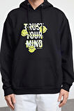 Kadın Moda Şık Bol Kapüşonlu Standart Kol Regular Smiley Lisans Unısex Geniş Kesim Sweatshirt