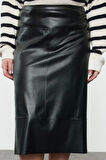 Kadın Moda Stil Midi Astarsız Dokuma Büyük Beden Dokuma Etek