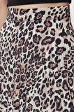 Kadın Moda Stil Maxi Astarsız Dokuma Leopar Pileli Maxi Boy Dokuma Etek