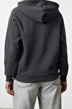Kadın Moda Şık Oversize Kapüşonlu Düşük Kol Uzun Kalıp Kalın içi Polarlı Örme Sweatshirt