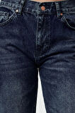 Kadın Moda Şık Kot Pantolon Boru Paça Uzun Boy Denim Normal Bel Straight Jeans