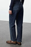 Kadın Moda Şık Kot Pantolon Boru Paça Uzun Boy Denim Normal Bel Straight Jeans