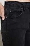 Kadın Moda Şık Kot Pantolon Boru Paça Uzun Boy Denim Normal Bel Slim Mom Jeans
