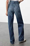 Kadın Moda Şık Kot Pantolon Geniş Paça Regular Boy Denim Yüksek Bel 90S Jeans