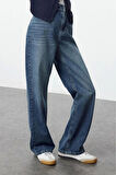 Kadın Moda Şık Kot Pantolon Geniş Paça Regular Boy Denim Yüksek Bel 90S Jeans