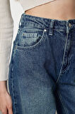 Kadın Moda Şık Kot Pantolon Geniş Paça Uzun Boy Denim Mavi Yüksek Bel Ekstra Palazzo Jeans