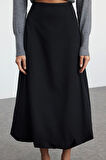 Kadın Moda Stil Maxi Astarsız Dokuma Basic Etek Ucu Balon Maxi Boy Dokuma Etek