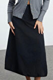 Kadın Moda Stil Maxi Astarsız Dokuma Basic Etek Ucu Balon Maxi Boy Dokuma Etek