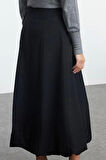 Kadın Moda Stil Maxi Astarsız Dokuma Basic Etek Ucu Balon Maxi Boy Dokuma Etek