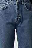 Kadın Moda Şık Kot Pantolon Geniş Paça Uzun Boy Denim Mavi Yüksek Bel Jeans