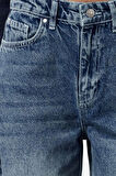 Kadın Moda Şık Kot Pantolon Geniş Paça Uzun Boy Denim Mavi Yüksek Bel Jeans