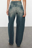 Kadın Moda Şık Kot Pantolon Geniş Paça Uzun Boy Denim Soluk Vintage Normal Bel Skater Jeans