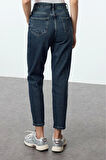 Kadın Moda Şık Kot Pantolon Boru Paça Uzun Boy Denim Yüksek Bel Slim Mom Jeans