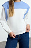 Kadın Moda Regular Bisiklet Yaka Düşük Kol Regular Kalın İçi Polarlı Normal Kalıp Örme Sweatshirt