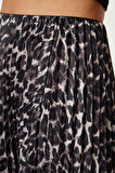 Kadın Moda Stil Maxi Astarsız Örme Piliseli Leopar Baskılı Esnek Örme Etek