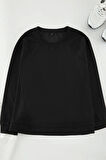 Kadın Büyük Beden Moda Regular Bisiklet Yaka Reglan Kol Regular Dikiş Detaylı Pamuklu Fit Sweatshirt