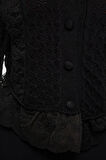 Kadın Moda Şık Crop Bisiklet Yaka Regular Crop Dantelli Ajurlu Delikli Triko Hırka