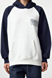Kadın Moda Şık Bol Kapüşonlu Reglan Kol Uzun Slogan Baskılı Kalıp Kalın İçi Polarlı Örme Sweatshirt