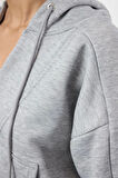Kadın Moda Bol Kapüşonlu Düşük Kol Uzun Overize Geniş Kalıp Kalın İçi Polarlı V Yaka Örme Sweatshirt