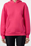 Kadın Moda Şık Regular Kapüşonlu Düşük Kol Regular Normal Kalıp Örme Sweatshirt