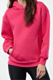 Kadın Moda Şık Regular Kapüşonlu Düşük Kol Regular Normal Kalıp Örme Sweatshirt