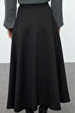Kadın Moda Stil Midi Astarsız Örme Tesettür Eteği Godeli Örme Etek