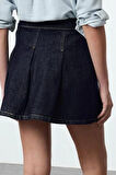 Kadın Moda Stil Mini Astarsız Denim Pileli Yüksek Bel Mini Denim Etek