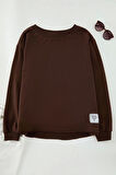 Kadın Büyük Beden Moda Şık Regular Bisiklet Yaka Düşük Kol Regular Normal Kalıp Örme Sweatshirt