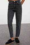 Kadın Moda Şık Kot Pantolon Geniş Paça Uzun Boy Denim Yüksek Bel Mom Jeans