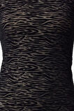 Kadın Moda Şık Mini Boy Dik Yaka Fitted Floklu Zebra Desenli Astarlı Tül Elbise