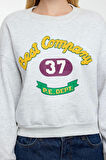Kadın Regular Bisiklet Yaka Standart Kol Regular Ekru Slogan Baskılı Normal Kalıp Örme Sweatshirt