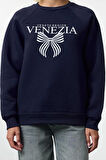 Kadın Bisiklet Yaka Reglan Kol Rahat Kalıp Reglan Kol Slogan ve Fiyonk Baskılı Örme Sweatshirt