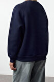 Kadın Bisiklet Yaka Reglan Kol Rahat Kalıp Reglan Kol Slogan ve Fiyonk Baskılı Örme Sweatshirt