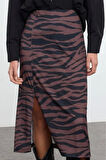 Kadın Moda Stil Maxi Astarsız Örme Animal Baskılı Kalem Esnek Etek