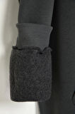 Kadın Büyük Beden Bol Kapüşonlu Standart Kol Geniş Kesim İçi Polar Sıcak Tutan Nakışlı Sweatshirt