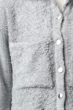 Kadın Moda Şık Polo Yaka Standart Kol Regular Oversize Geniş Kalıp Buklet Mont Görünümlü Triko Hırka