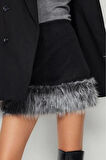 Kadın Moda Stil Mini Astarsız Dokuma Limited Edition Etek Ucu Peluş Detaylı Süper Mini Dokuma Etek