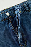 Kadın Moda Stil Midi Astarsız Denim Büyük Beden Yüksek Bel Yırtmaçlı Denim Etek