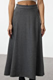 Kadın Moda Stil Midi Astarsız Örme A Kesim Çan Kesim Midi Fırçalı Esnek ÖrmeEtek